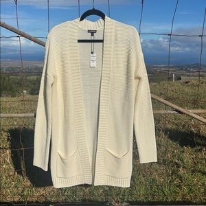NWT Express Long Open Sweater knit Cardigan Duster Cream Small